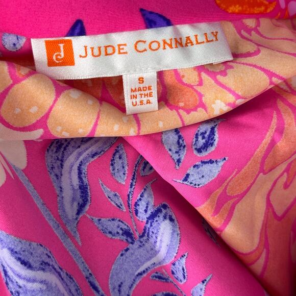 Jude Connally Dress Womens Small Floral Bird Print Midi Jude Cloth Resort Artsy - Picture 3 of 11